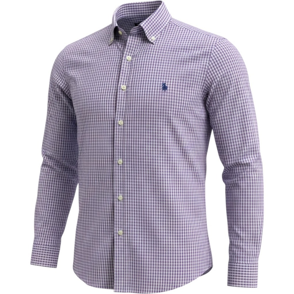 Brooks Brothers 346 Mens Large Purple Gingham Non-Iron Cotton Button Down Shirt - Picture 4 of 9